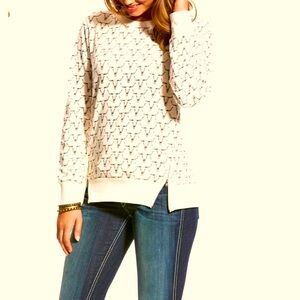 COPY - Ariat Women Sweatshirt Cream Longhorn Skull Print Med Cotton Cowgirlcore…